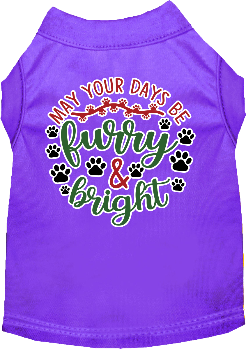 Furry and Bright Screen Print Dog Shirt Purple Size SM